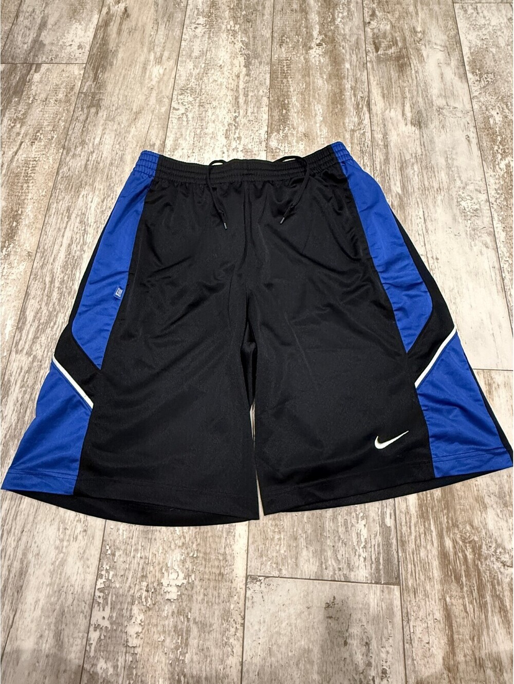 Nike XL Black Blue Basketball Shorts Swoosh Athletic